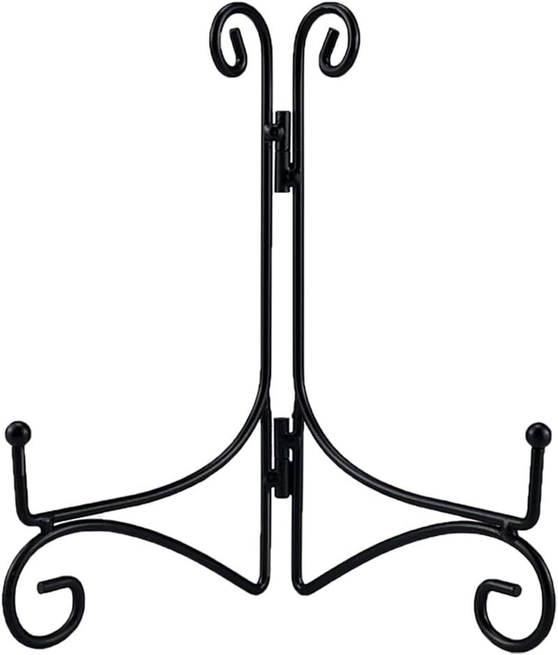 SVENJBB Black Iron Plate Stand, 8 Inch Plate Holder for Display, Small Metal Plate Display Stands for Cookbook, Picture Frame, Photo, Decorative Plates (8 Inch, 1 Pack) - Image 1